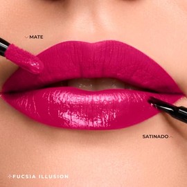 L’BEL Labial Líquido Forever Dual Rouge Magique – Doble Uso – 46H – No Transfer – Mate Indeleble + Bálsamo Reparador – 5 g (Fucsia Illusion)