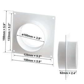 100mm / 4 Inch Duct Connector with Flange - Round PVC Ducting - Ventilation Pipe - Wall Plate