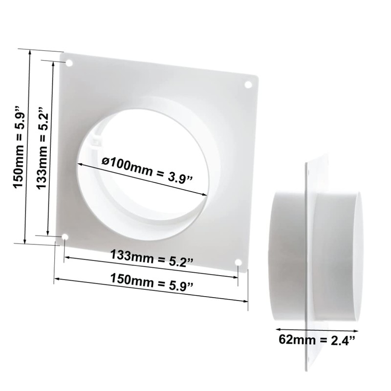 100mm / 4 Inch Duct Connector with Flange - Round