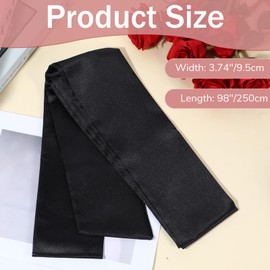 Larrel Black Sash Belt, 3.74'' Wide Soft Waist Belt Dress Belts Satin Sash Obi Belts Long Ribbon Dress Accessories for Women Bridal Bridesmaid Dresses Party Special Occasion Prom Formal