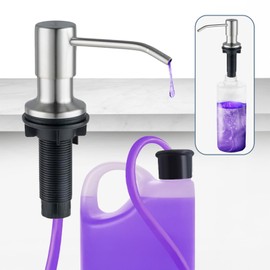 SBEN Built-in Kitchen Sink Soap Dispenser – Stainless Steel Brushed Nickel Pump, 17 oz Bottle and Extension Tube Kit 47", Upgraded Metal Check Valve, Countertop Hand Soap & Lotion Dispenser