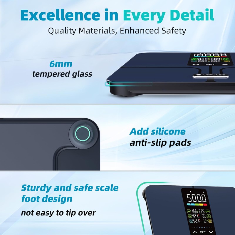 Lepulse No APP Body Fat Scale 500lb Smart Bathroom Scale