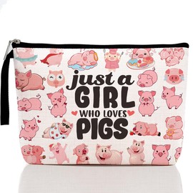 Hanamiya Na Funny Pig Makeup Bag Pig Gifts Animal Lover Gifts for Women Girls Bestie Best Friend Granddaughter Pig Lover Gifts Pig Stuff Cosmetic Bag Zipper Pouch Travel Bag Graduation Birthday Gifts