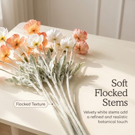 10 Stems Poppy Silk Bouquet Artificial Flowers, Realistic Faux Flowers for Wedding Home Party Decoration, Table Centerpiece Vase Arrangement, Durable Indoor Decor, for Mom, Wife or Her