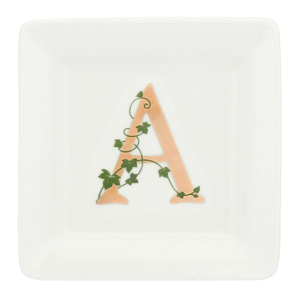 La Porcellana Bianca - Square Plate Letter A - Home Decor, Kitchen - Adorato Line - Gift Idea - Porcelain - 10 x 10 x H 1.5 cm