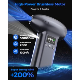 Upgraded Compressed Air Duster-300000RPM Ultra-Powerful Brushless Motor Electric Air Duster 30W Fast Charging &4 Light Modes,Rechargeable 3-Gear Adjustable Cordless Blower for PC,Keyboard,Car,Outdoor