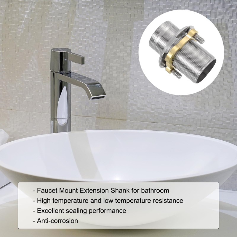 uxcell Faucet Mount Extension Shank 2.4"x 1.25" Stainless Steel Pipe