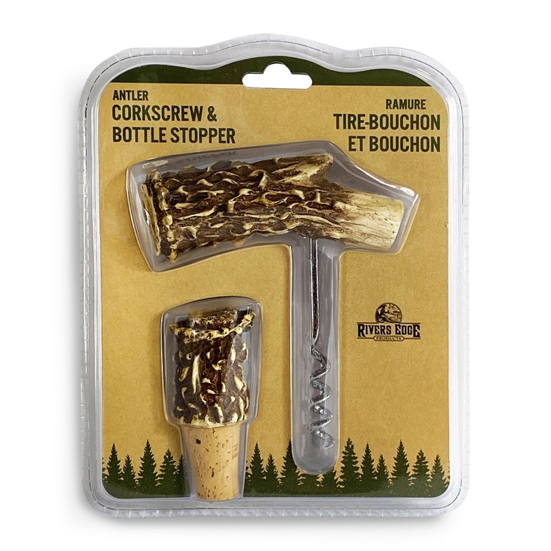 Rivers Edge Deer Antler and Bottle Stopper (Corkscrew)