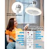 Socket Fan Light with Remote Control, 3 Colors 3000K-6500K Dimmable