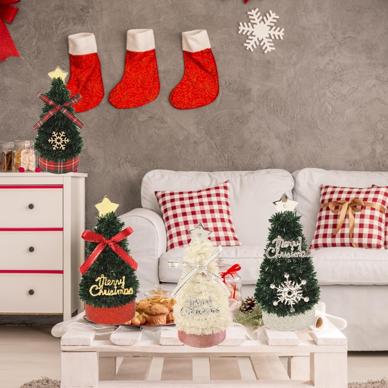 Jylucky 4PCS Mini Christmas Tree, Tabletop Small Christmas Tree Decorations,