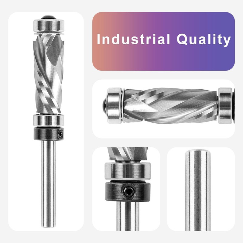 SpeTool Spiral Flush Trim Router Bit 1/4 Inch Shank Double