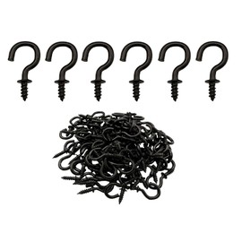 IDEALSV 100 Pcs 1/2" Small Screw Hooks, Screw in Ceiling Jewelry Hooks String Lights Hook Black