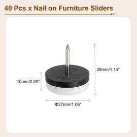 sourcing map Nail on Furniture Sliders, 40Pcs Plastic Chair Glides Nail in Chair Leg Floor Protectors Round Chair Table Feet Leg Pads for Hardwood Floors (White, 28mm/1.1")
