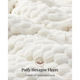 Topblan Weighted Blanket for Adults (48" x 72" 15lbs, Cream White), Soft Sherpa Twin Size Heavy Blanket, 3D Jacquard Flannel Fleece Weighted Blankets for Couch and Bed