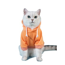 QWINEE Sudadera básica para Perros, Chaqueta cálida para Perros, Ropa para Gatos, Camisa para Perros, Ropa para Perros para Cachorros, Gatitos, pequeños, medianos, Gatos, Naranja, S