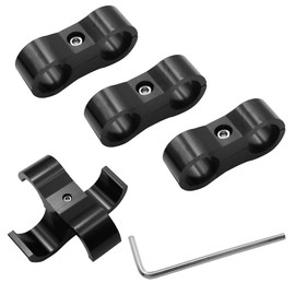 Tnisesm 4 Pcs Separator Clamp, Fuel line Mounting Clamps, Aluminum Hose Fitting Adapter with Allen Wrench Suitable for Oil Line Brake Line Water Pipe and Gas Line AN8-BK