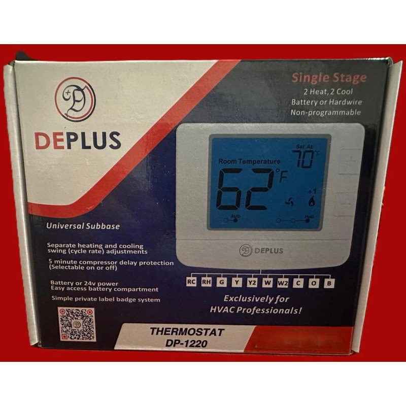 DEPLUS DP-1220 Thermostat Non Programmable Multi Stage 2H/2C