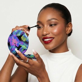 Fancii Taylor LED Lighted Compact Travel Mirror, Rechargeable, 10x /1x Magnifying, 3 Light Settings - Best for Makeup, On The Go Touch-Ups, Grooming (Neon Oasis)