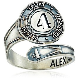 Alex and Ani "Numerology" Number Four, Sterling Silver Spoon Ring, Size 7-9