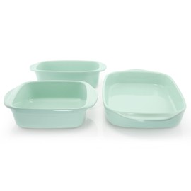 Chantal Classic Ceramic 3-pc Baker's Set; includes 8" Square Baker, 9" Loaf Pan & 13" x 9" Rect Baker, Sage Green (93A-3BKR SA)