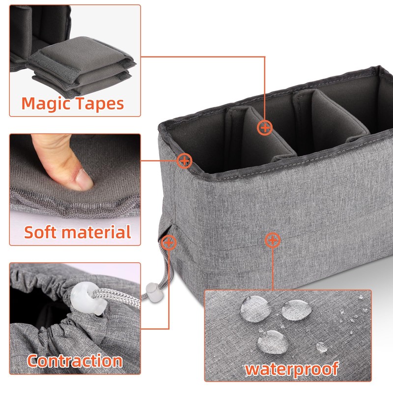 Koolertron Padded DSLR Camera Insert Shockproof Camera Bag Insert Camera