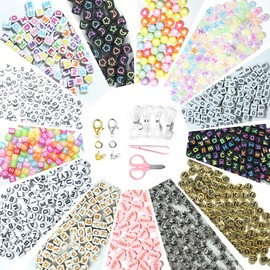 funluck Letter and Number Beads for Bracelets,1300+pcs Alphabet Beads for Jewelry Making,Acrylic Bead Bracelet Kit,Friendship Bracelet Kit with Polychrome Letter Beads/Number Beads/Love Beads