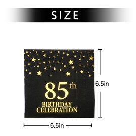 Pandecor - Paquete de 50 servilletas de 85 años para fiesta de cumpleaños de 3 capas, 6.5 x 6.5 pulgadas en papel para decoración de fiesta de cumpleaños (servilletas de 85 cumpleaños)