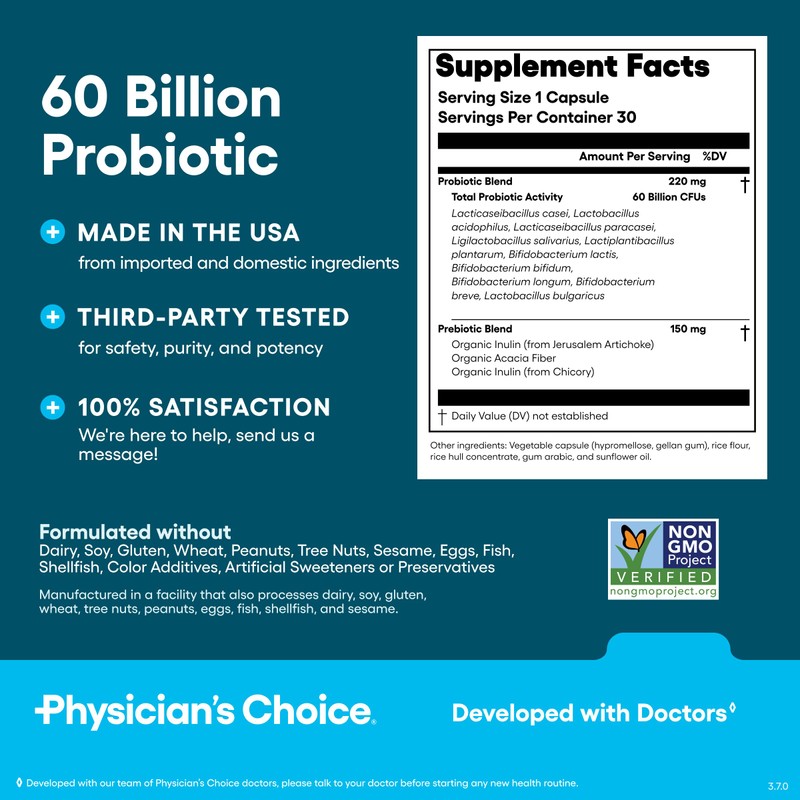 Physician's CHOICE Probiotics 60 Billion CFU - 10 Strains +