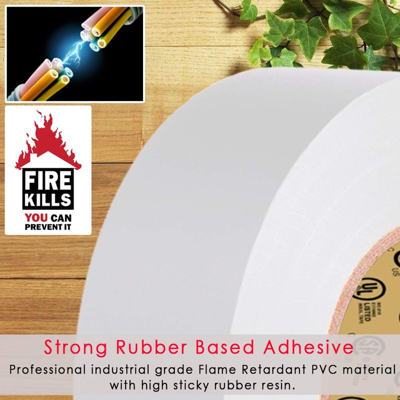 LYLTECH White Electrical Tape, 66 feet x 3/4 inch x