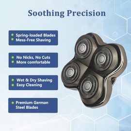 Ruixin Pro 4Head Replacement Blade fit for SKull PitBulls Gold PRO, Silver PRO, Platinum PRO, Butterfly Kiss PRO Head Shavers, German Stainless Blades, Floating 4 Heads for a Fast(3Pack)