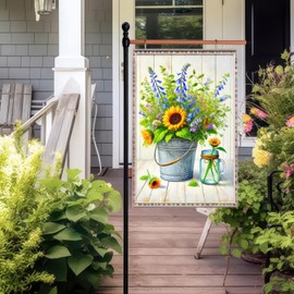BlissYard Welcome Garden Flag Double Sided 12x18 Hello Spring Sunflower Design Yard Flag Seasonal Flower Yard Outdoor Flag Spring Summer Decorations Lawn Rustic Outdoor Decorative Flag