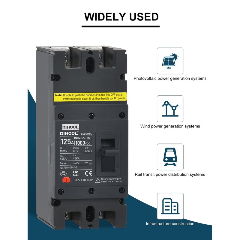 DIHOOL 125 Amp DC Circuit Breaker 125A Disconnect Switch Dual