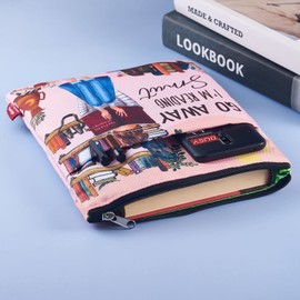 Go Away I'm Reading Book Cover with Zipper Front Pocket Book Covers for Paperback 11 x 8.5 Inch Book Lover Gifts