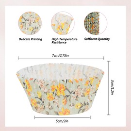 SKIDEC Floral Standard Cupcake Liners 400 Count Paper Baking Cups Food Grade Disposable Cupcake Wrappers, Green