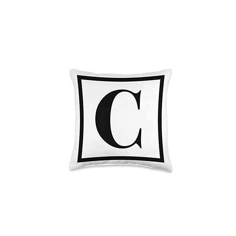 Initial Letter C Black and White Throw Pillow