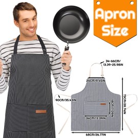 Livdouyu Pack of 2 Apron Cooking Apron Women's Adjustable Kitchen Apron with Pockets Men Gown Apron Cotton Apron for Cooking, Painting, Baking, Housework, black blue, One size fits all