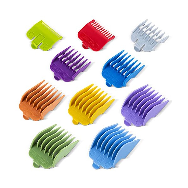 BESTBOMG 10 Color Professional Hair Clipper Guide Combs, Replacement Guards Set, Attachment Guide Combs, Great Fits for Many Clippers/Trimmers