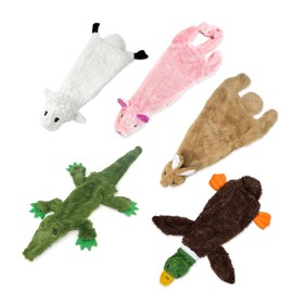 Best Pet Supplies 2-in-1 Stuffless Squeaky Dog Toys with Soft, Durable Fabric, No Stuffing for Indoor Play, Holds a Plastic Bottle - Large (Hare, Sheep, Cow, Pig, Penguin)