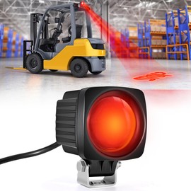 eTzone Upgraded Red LED Forklift Safety Warning Light with SOTP Icon,10W LED,12-100V DC, Durable, Waterproof Pedestrian Warning Spotlight, Adjustable Mount for Enhanced Safety and Visibility