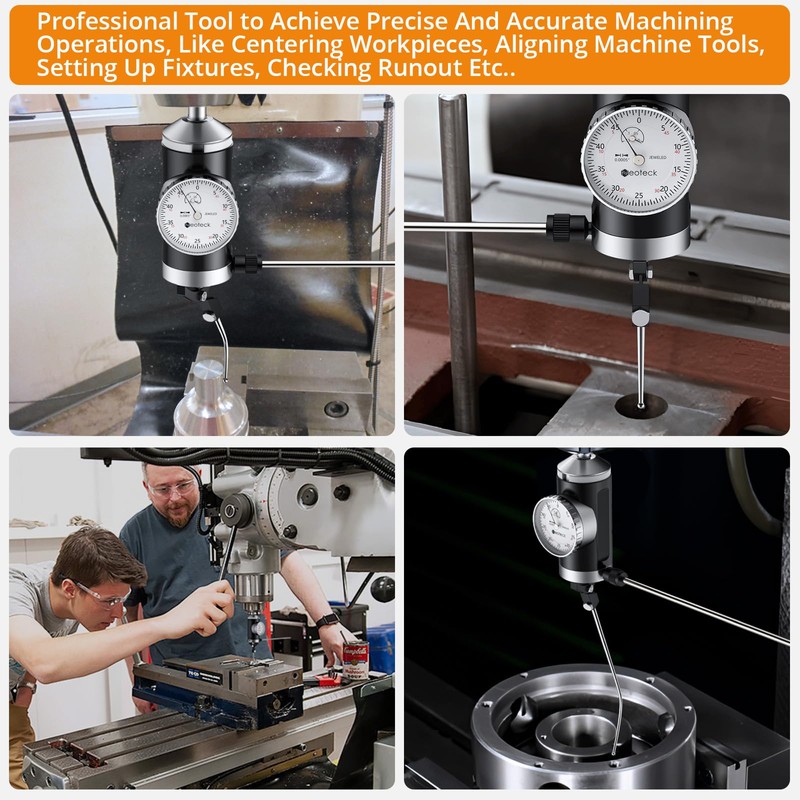 Neoteck Coaxial Centering Indicator 0-0.15''/0.0005'' Diall Indicator Set with Storage