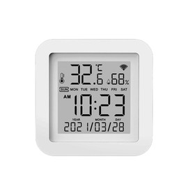 Splenssy Tuya WiFi LCD Display USB Power Intellgient Sensors ℉/℃ Switch Time/Date/Temperature/Humidity Display Home Intelligent Linkage Sensors Compatible with Alexa and Google Home