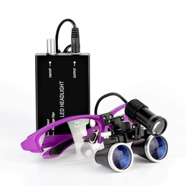 PROTECTOR Lupas con luz LED,2.5X/3.5X 420 mm, Lupa Binocular para Manualidades de Pasatiempos, Pintura de Diamante en Punto de Cruz, Examen Oral (3.5X, Púrpura)
