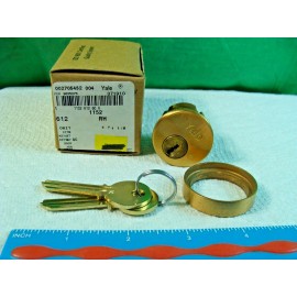 Yale Mortise Cylinder Lock 1152 1-1/8 612 Brass 2-Blank-Keys NIB NOS GC