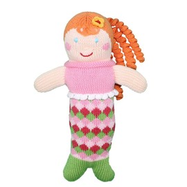Zubels Baby Penny The Mermaid Hand-Knit Plush Toy, All-Natural Fibers, Eco-Friendly, 12-Inch