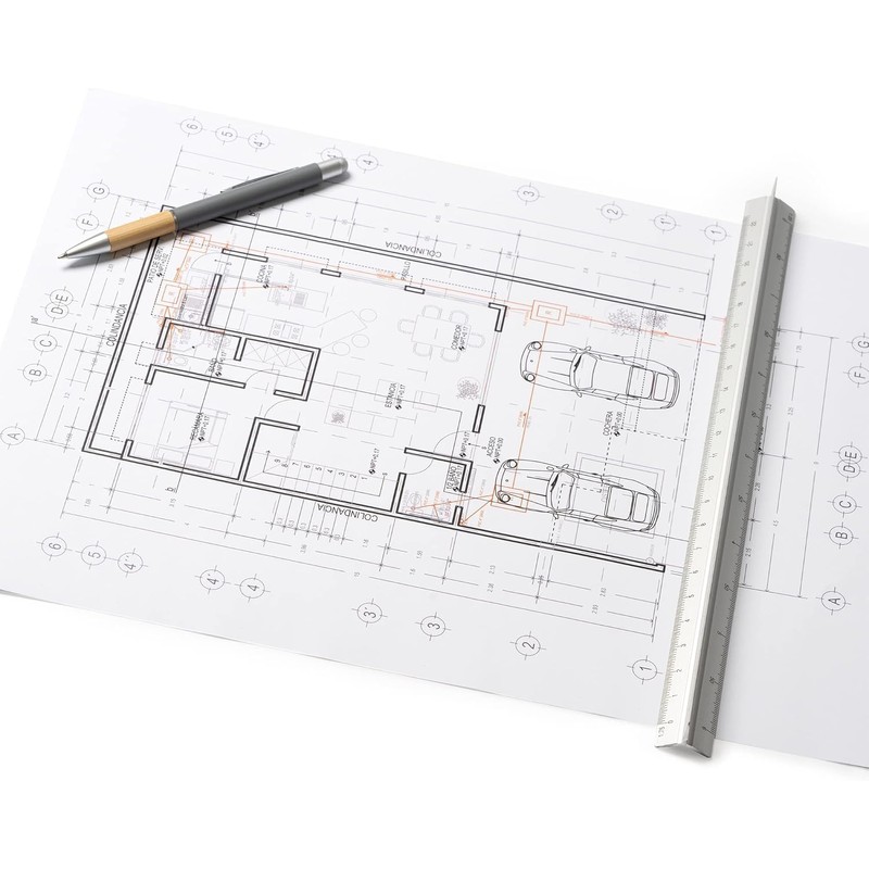 30cm Professional Aluminium Triangular Scale Scale with 1:20/1:25/1:50/1:75/1:100 Scales Smooth