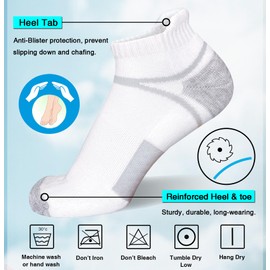 suaskk Men's Athletic Cushioned Ankle Socks Comfort Wicking Anti-Blister Running Socks 5 Pairs