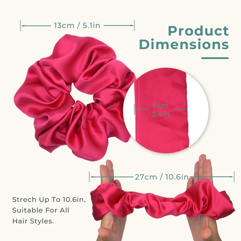 Large Silk Scrunchie for Women & Girls, 100% Mulberry Silk