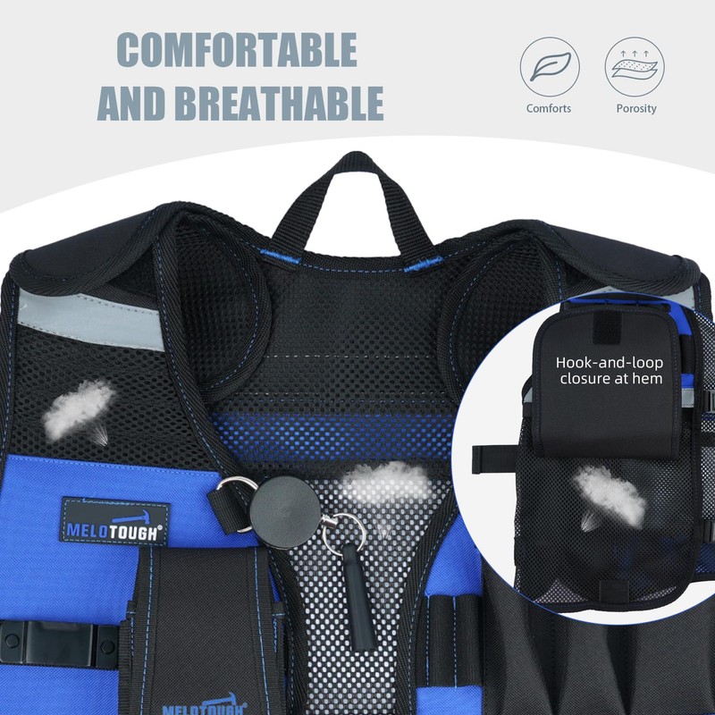 MELOTOUGH Tool Vest for Men Reflective Safety Tool Vest with