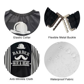 Gabri Professional Barber Cape Gown - Premium Hairdressing Cape for Hair Salon - Waterproof Hair Cutting Capes and Gowns for Barber Shops (Hipster Hat Moustache (Black), 160cm (L) x 140cm (W))