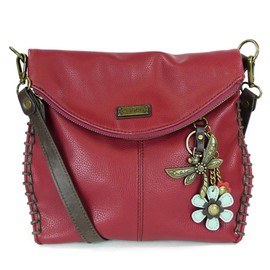 CHALA Charming Crossbody Bag Shoulder Handbag With Flap Top and Zipper- Pewter (Dragonfly-1)